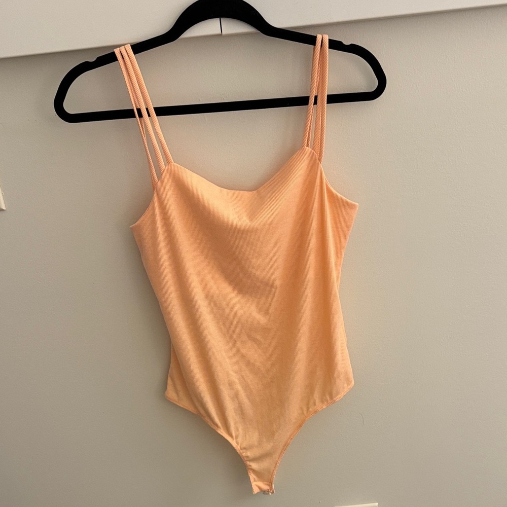 Strappy pink coral ribbed Bodysuit - Picture 4 of 7